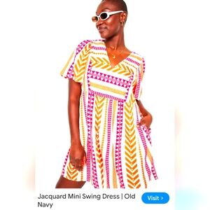 Old Navy XL Tall Short Sleeve Jacquard Swing Dress NWOT.